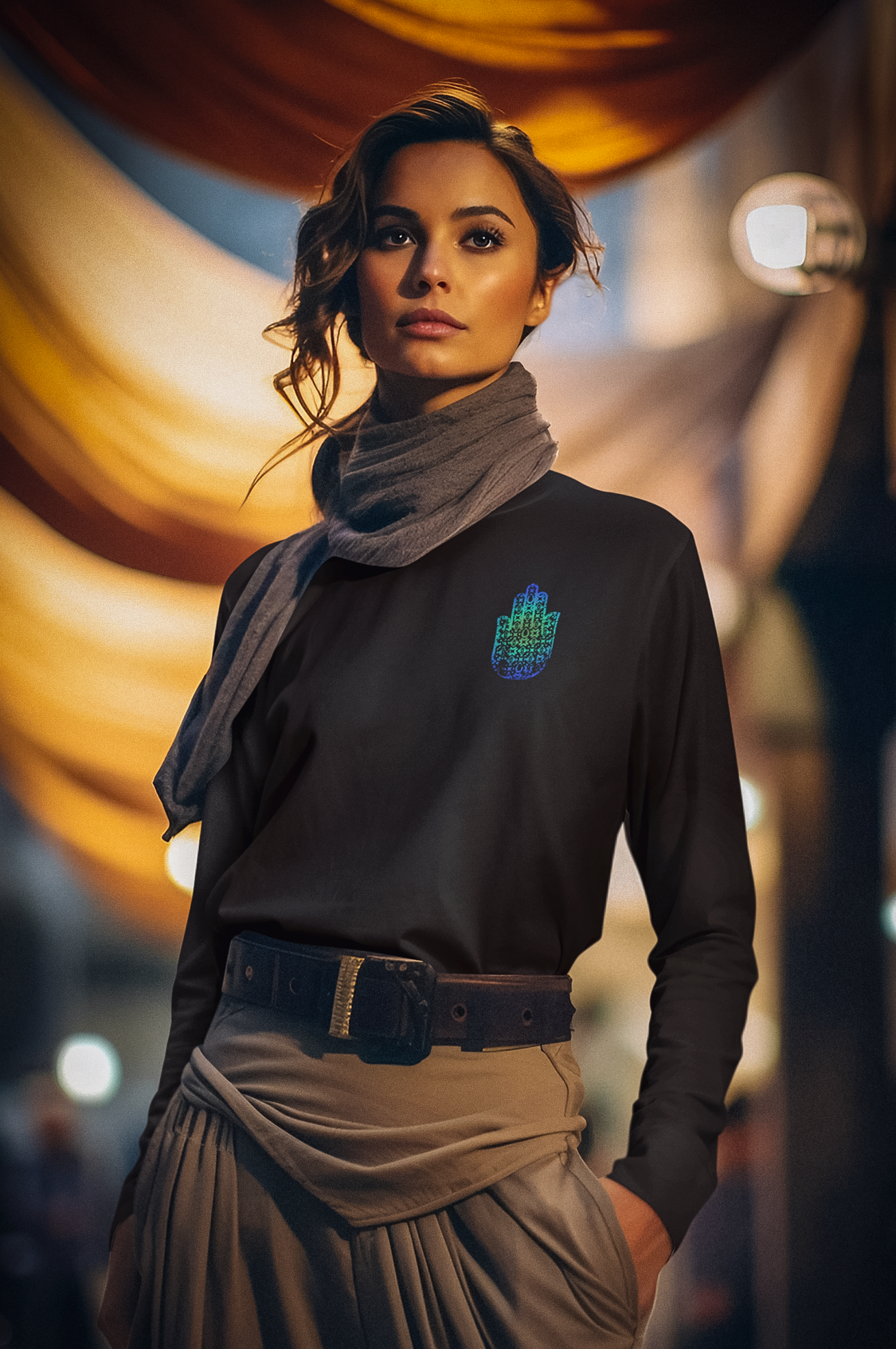 LONG SLEEVE HAMSA  - BLACK